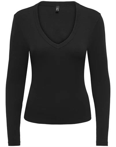 Only - ONLRiley V Neck Top - Black